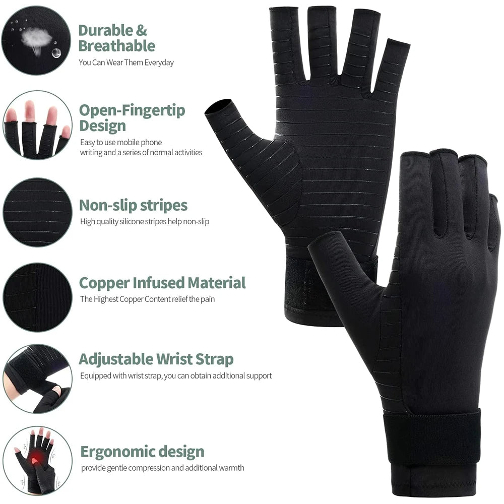 1 Pair Copper Arthritis Compression Gloves